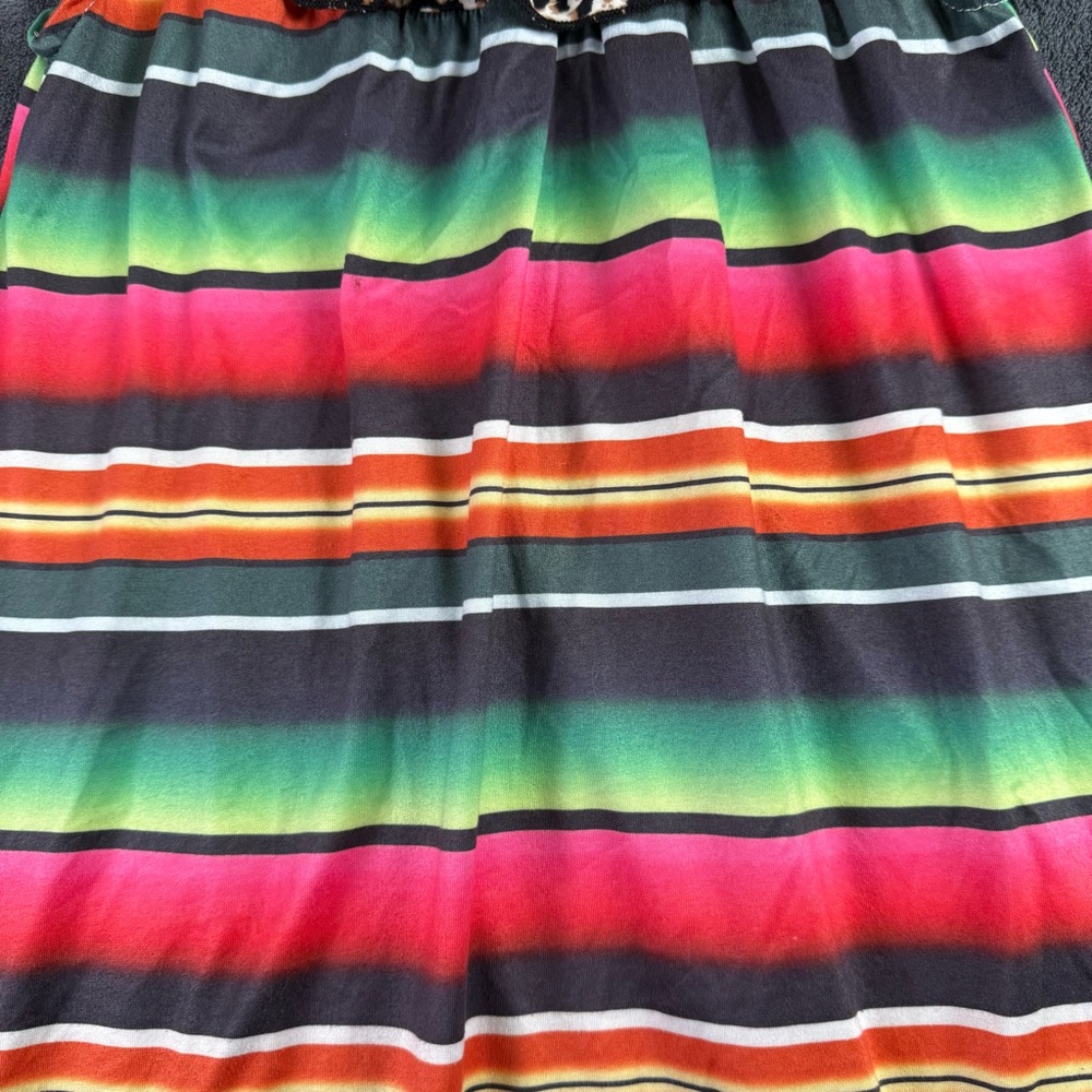 Botique Girls 3T-4T‎ Serape Leopard Multi Color Maxi Dress Black Fringe - Picture 9 of 11